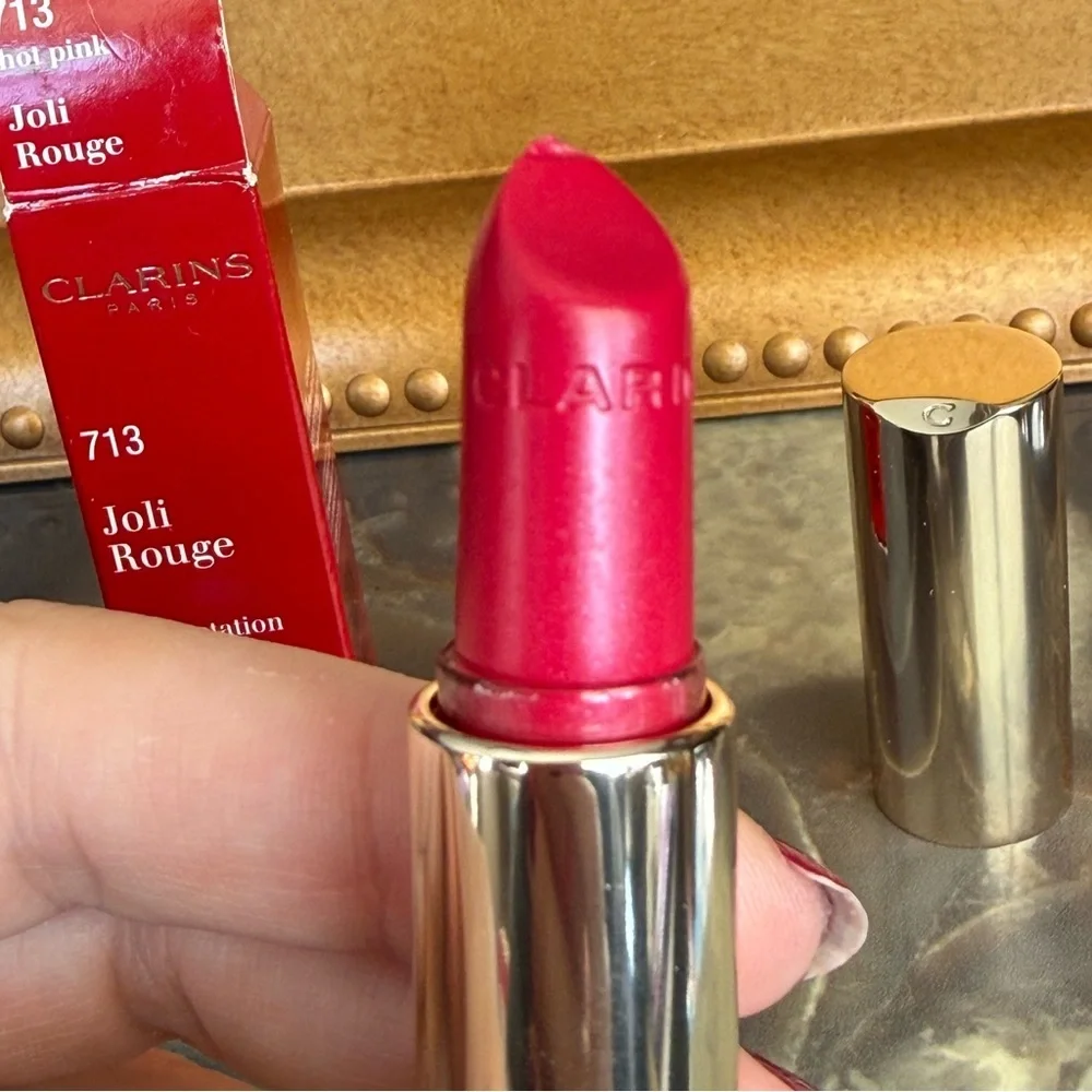 NEW Clarins Joli Rouge Hydration Long Wearing Lipstick in Hot Pink - #713